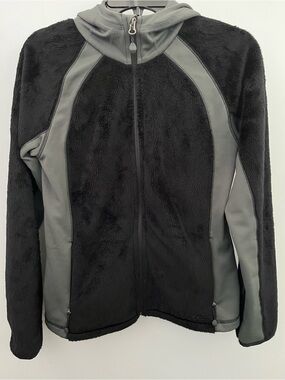 Eddie Bauer Women's Black and Gray Full-Zip Fleece Jacket